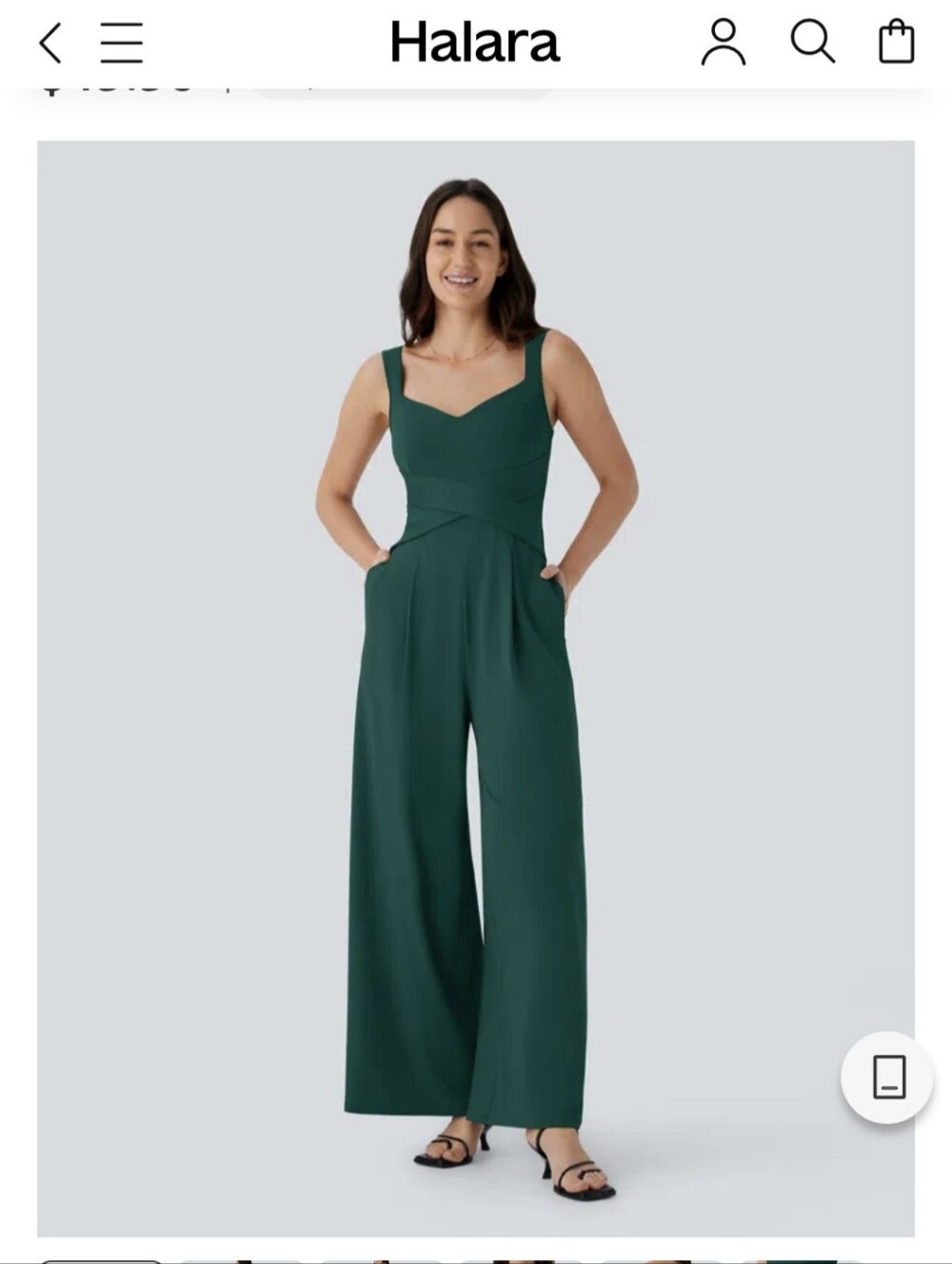HALARA Deep Green Wide-Leg Jumpsuit with Sweetheart Neckline
